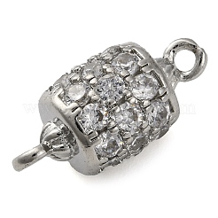 Brass Micro Pave Clear Cubic Zirconia Hollow Column Connector Charms&nbsp;KK-A230-05F-P
