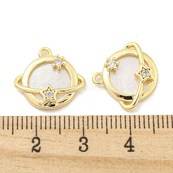 Brass Pave Shell Pendants&nbsp;KK-Z044-02G