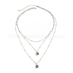 Brass Iron and Acrylic Square Pendant Satellite Chain 3 Layer Necklaces for Women&nbsp;WGDC8C8-02