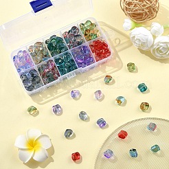 150色ベーキングペイント透明ガラスビーズ10個  グリッターパウダー付き  ナゲット  ミックスカラー  12x9.5x7mm  穴：1.2mm  15個/カラー&nbsp;DGLA-YW0001-38