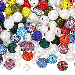 ラウンドパヴェディスコボール＆ABSプラスチックイミテーションパールビーズ  ミックスカラー  6~10mm  穴：1.5~2.3mm&nbsp;DIY-PA0001-63