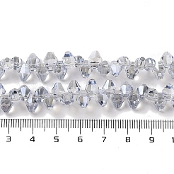 パール光沢メッキ電気メッキビーズ連売り  多面カット  菱形  ライトスチールブルー  8.5x6mm  穴：0.9mm  約98~99個/連  12.99~14.57''（33~37センチメートル）&nbsp;EGLA-H104-07A-PL04