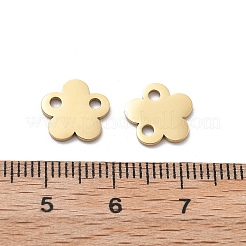 304ステンレススチールレーザーカットフラワーコネクタチャーム  イオンプレーティング（ip）  14KGP本金メッキ  10x10.5x1mm  穴：1.7mm&nbsp;STAS-M111-12G-01