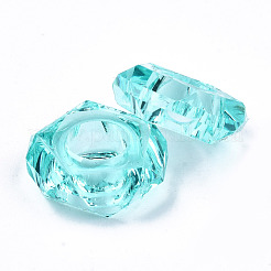 エポキシ樹脂ヨーロピアンビーズ  大穴ビーズ  ドーナツ  多面カット  ターコイズ  13~14x5mm  穴：6mm&nbsp;RPDL-N015-03B
