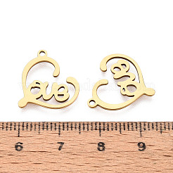 ステンレスペンダント201個  愛とハートのチャーム  レーザー切断  18KGP本金メッキ  16.5x16x1mm  穴：1.4mm&nbsp;STAS-T073-50G