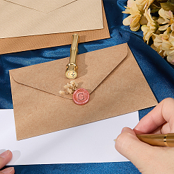 1Pc Golden Tone Brass Wax Seal Stamp Heads with Bamboo Stick Shaped Handles&nbsp;STAM-CP0001-05G