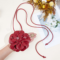 PU Leather Flower Knot Tie Waist Belts&nbsp;AJEW-GF0014-11B