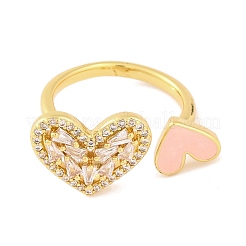 Brass Micro Pave Clear Cubic Zirconia Open Cuff Rings&nbsp;RJEW-U009-04D-G