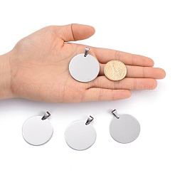 Tarnish Resistant DIY Materials 201 Stainless Steel Flat Round Hand Stamping Blank Tag Pendants&nbsp;STAS-O044-125