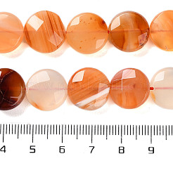 天然石瑪瑙ビーズ連売り  ファセット菱形カット  フラットラウンド  14.5x7.5mm  穴：1mm  約27個/連  15.16''（38.5センチメートル）&nbsp;G-H024-A01-03
