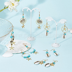 海の宝石を使ったDIYイヤリング作りキット  天然シェル、合金、304ステンレススチールペンダントを含む  真鍮リンク リング & イヤリング フック  合成ターコイズビーズ  ゴールドカラー  160個/箱&nbsp;DIY-SC0020-31