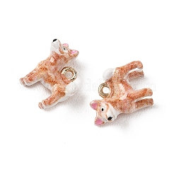 合金エナメルチャーム  犬のチャーム  ゴールドカラー  チョコレート  13.5~14x12.5x6mm  穴：1.5mm&nbsp;FIND-G115-01