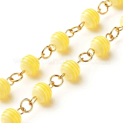 1 Strand Handmade Resin Stripe Pattern Round Beads Link Chains&nbsp;AJEW-SZ0002-01B