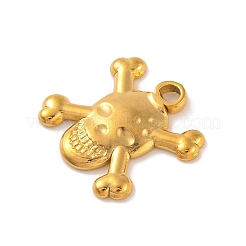 イオンプレーティング（IP）304ステンレススチールチャーム  スカルチャーム  18KGP本金メッキ  14.5x14.5x2mm  穴：1.6mm&nbsp;STAS-N103-177G