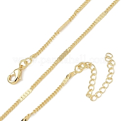 女性用真鍮製ツイストチェーンネックレス  長持ちメッキ  ゴールドカラー  15.94インチ（40.5cm）&nbsp;KK-CBA2293-06G