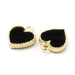 合金チャーム  ベルベットと  ハートチャーム  ブラック  15x12.5x3.5mm  穴：1.5mm&nbsp;PALLOY-E014-03G-01