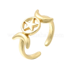 女性用真鍮オープンカフリング  三重の女神のサイン  ゴールドカラー  9.5mm  内径：17mm&nbsp;RJEW-K322-01G