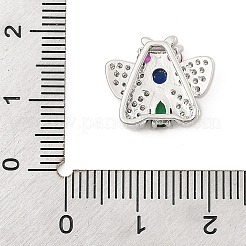 真鍮製マイクロパヴェキュービックジルコニアスライドチャーム  長持ちメッキ  蝶  プラチナ  13x15.5x5.5mm  穴：1.5x5mmと10x1.5mm&nbsp;ZIRC-I068-22P-02