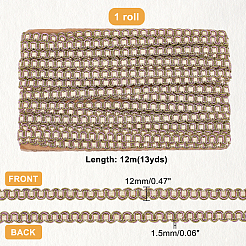 波模様ポリエステルリボン  オリーブドラブ  1/2インチ（12mm）  約13.12ヤード（12m）/カード&nbsp;OCOR-WH0047-25B