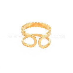 Ion Plating(IP) 304 Stainless Steel Double Line Open Cuff Ring for Women&nbsp;RJEW-S405-189G