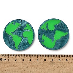 オペークアクリルパーツ  地球  グリーン  43x4mm  穴：1.2mm&nbsp;OACR-I020-05