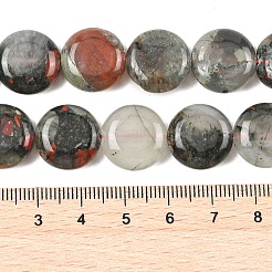 天然のアフリカブラッドストーンビーズ連売り  フラットラウンド  15~15.5x6mm  穴：0.8~1mm  約26個/連  15.55~15.71インチ（39.5~39.9cm）&nbsp;G-L648-B06-15mm