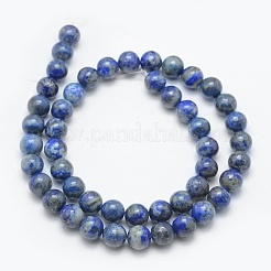 天然石ラピスラズリビーズ連売り  ラウンド  8mm  穴：1mm  約44~48個/連  15インチ&nbsp;G-E489-01-8mm