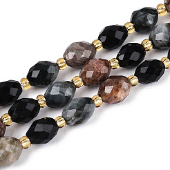 Natural Rhodonite & Eagle Eye & Obsidian Beads Strands&nbsp;G-N358-04A-03