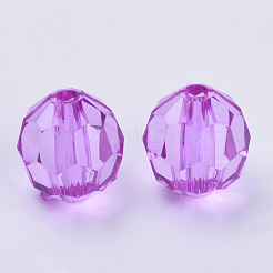 透明なアクリルビーズ  多面カット  ラウンド  暗紫色  6x5.5mm  穴：1.7~1.8mm  約4200個/500g&nbsp;TACR-Q257-6mm-V48