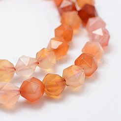 天然石瑪瑙ビーズ連売り  多面カット  ラウンド  染め  砂茶色  8x7mm  穴：1.5mm  約49個/連  14.9インチ（38cm）&nbsp;G-K184-04J
