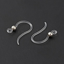 透明レジン ピアスフック  316ステンレススチールの丸型ビーズと水平ループ付き  ステンレス鋼色  16x12x3mm  穴：1.2mm  21ゲージ  ピン：0.7mm&nbsp;RESI-G050-01P