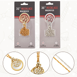 2Pcs 2 Colors Alloy Flower & Glass Magnifying Pendant Necklace for Women&nbsp;MAGL-SP0001-02