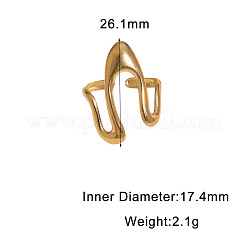 女性用、不規則な形状の304ステンレススチール製オープンリングカフ  ゴールドカラー  内径：17.4mm&nbsp;WG1364A-02