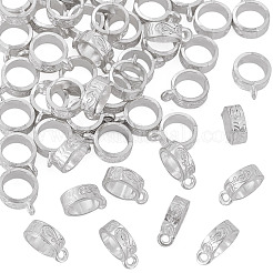 50 個のチベットスタイル合金チューブベイル  ラウンド  銀  12.5x9.5x4mm  穴：1.5mm  内径：7.4mm&nbsp;TIBE-TAD0001-01S