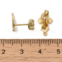 イオンプレーティング（IP）304ステンレススチールスタッドピアス金具  クロス  ゴールドカラー  13x8.5mm  穴：1.2mm  ピン：0.7x11mm&nbsp;STAS-I206-24G