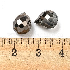 電気メッキガラスビーズ  多面カット  ティアドロップチャーム  トップ掘削  ブラック  11x8mm  穴：1.2mm&nbsp;EGLA-K062-01A-HP01