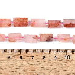天然ヘマトイドクォーツ/鉄クォーツビーズ連売り  多面カット  コラム  シードビーズで  12x8mm  穴：1mm  約15個/連  7.68~7.87''（19.5~20センチメートル）&nbsp;G-H352-A01-04