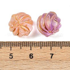 焼き付け塗料と金色の金属で覆われたガラスビーズ  ツイストラウンド  ミックスカラー  12mm  穴：1.5mm&nbsp;DGLA-T004-20M