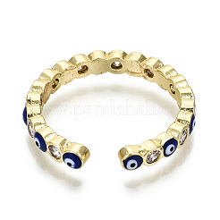 Brass Micro Pave Clear Cubic Zirconia Cuff Rings&nbsp;RJEW-T016-07G-NF