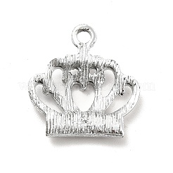 合金ラインストーンペンダント  プラチナ トーン クラウン チャーム  クリスタル  19.5x18.5x3mm  穴：2mm&nbsp;ALRI-C007-49P