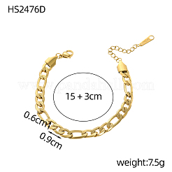 304 Stainless Steel Figaro Chain Bracelets for Women&nbsp;STAS-OY012-44G
