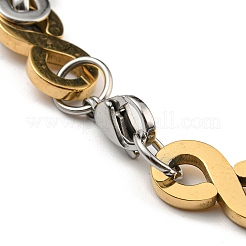 Ion Plating(IP) Two Tone 201 Stainless Steel Infinity Link Chain Bracelet&nbsp;BJEW-B078-07GP