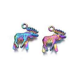 レインボーカラーアロイペンダント  カドミウムフリー＆鉛フリー  鹿  17.5x15x3mm  穴：1.6mm&nbsp;PALLOY-N156-224