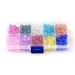 スプレー塗装透明クラックガラスビーズ連売り  ラウンド  ミックスカラー  6mm  穴：1.3~1.6mm  約400~450個/箱&nbsp;CCG-X0002-6mm-B