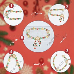 Diyのクリスマスブレスレット作りキット  ロンデル＆オーバル＆ストロベリーCCBプラスチック＆ポリマークレイラインストーン＆ガラスビーズを含む  ワード＆ツリー＆キャンディケイン合金ペンダント  ミックスカラー  275個/箱&nbsp;BJEW-SC0001-07