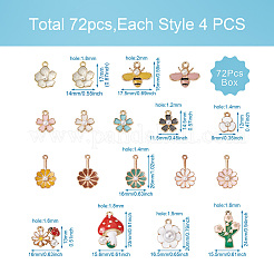 68本合金エナメルペンダント  アクリル模造パール付き  花と蜂とキノコと梅の花の枝  ミックスカラー  26x16x5mm  穴：1.4mm&nbsp;FIND-CD0001-22