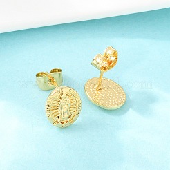 Religion Brass Stud Earrings&nbsp;EJEW-F405-23G