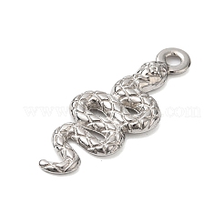 変色しない304ステンレススチールペンダント  スネークチャーム  ステンレス鋼色  26x10x2.5mm  穴：1.6mm&nbsp;STAS-N103-11P