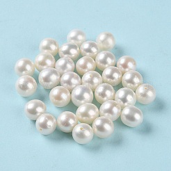 天然な培養された淡水パールビーズ  片穴  グレード3 A  ラウンド  ホワイトスモーク  7~7.5mm  穴：0.9mm&nbsp;PEAR-E020-01H