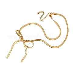 Bowknot 304 Stainless Steel Snake Chain Pendant Necklaces for Women&nbsp;NJEW-G151-01G